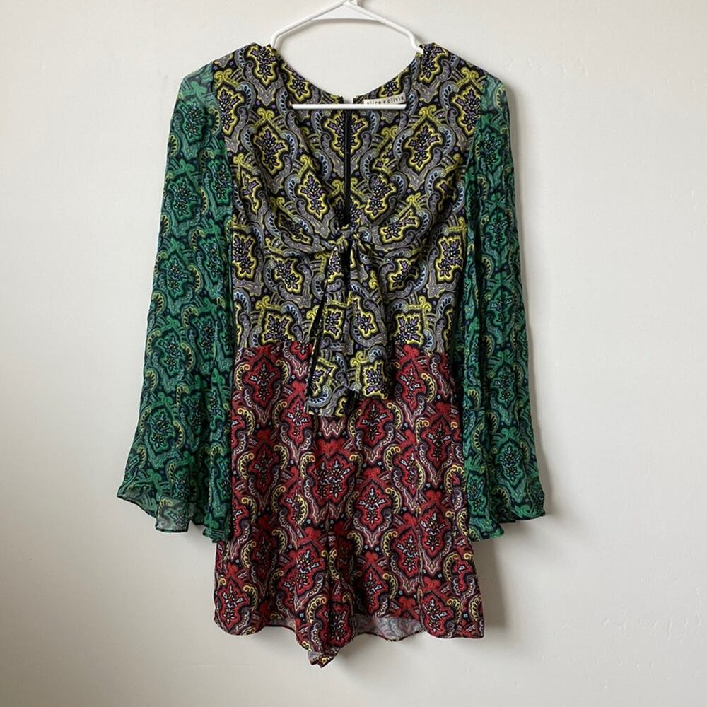 Alice + Olivia Red Green And Print Romper Size: S